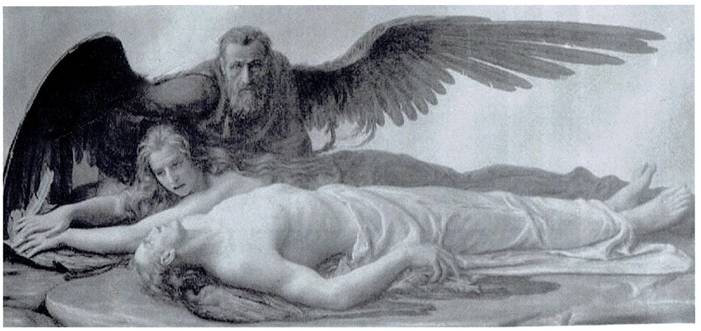 Dedalo, Icaro suo figlio e una ninfa. La morte di Icaro